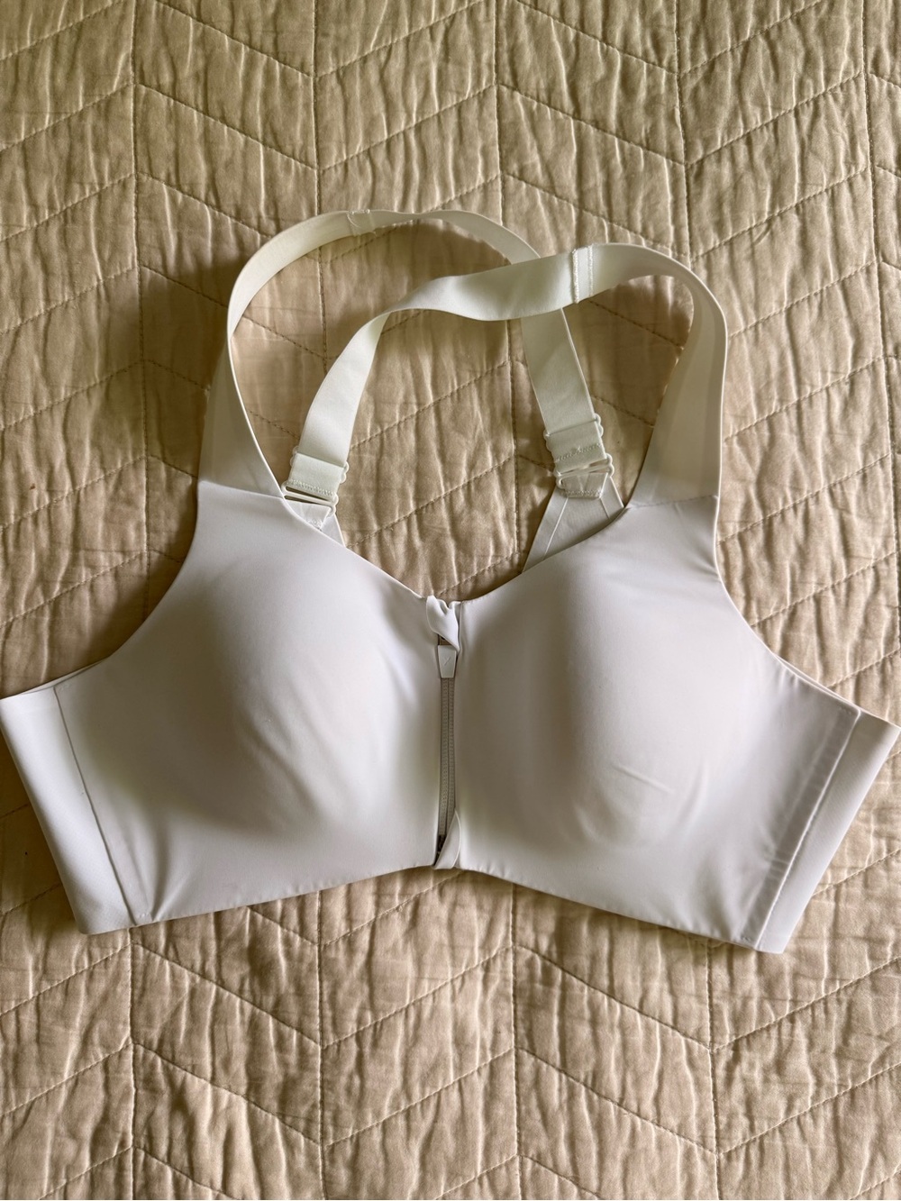 Knix White Front-Zip Sports Bra